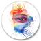 Designart - Detail of Eye In Multi-Colored Face Portrait - Bohemian &#x26; Eclectic Metal Circle Wall Art